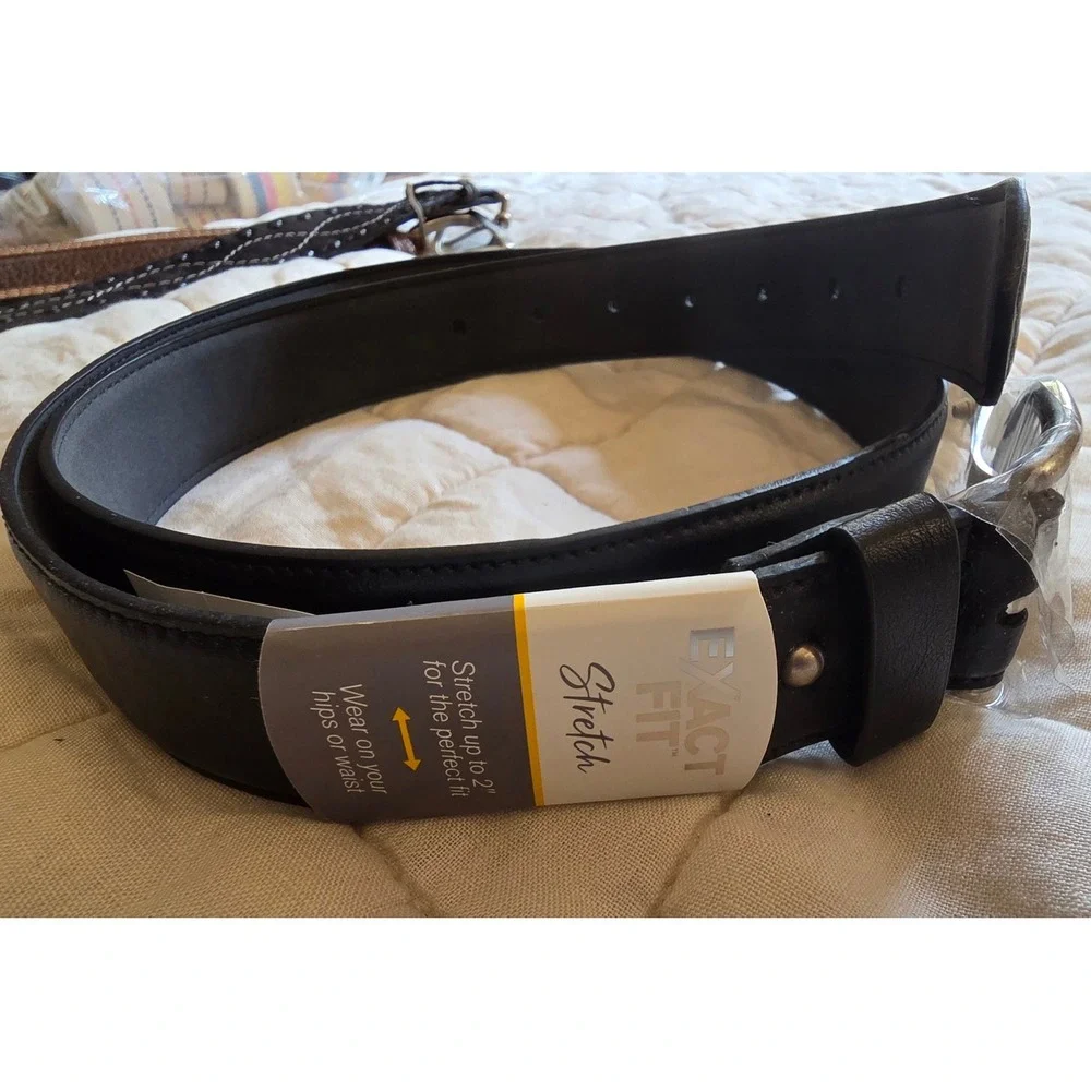 Exact Fit Stretch Belt Womens XL Black New Synthetic Leather 13EF180004 Comfort